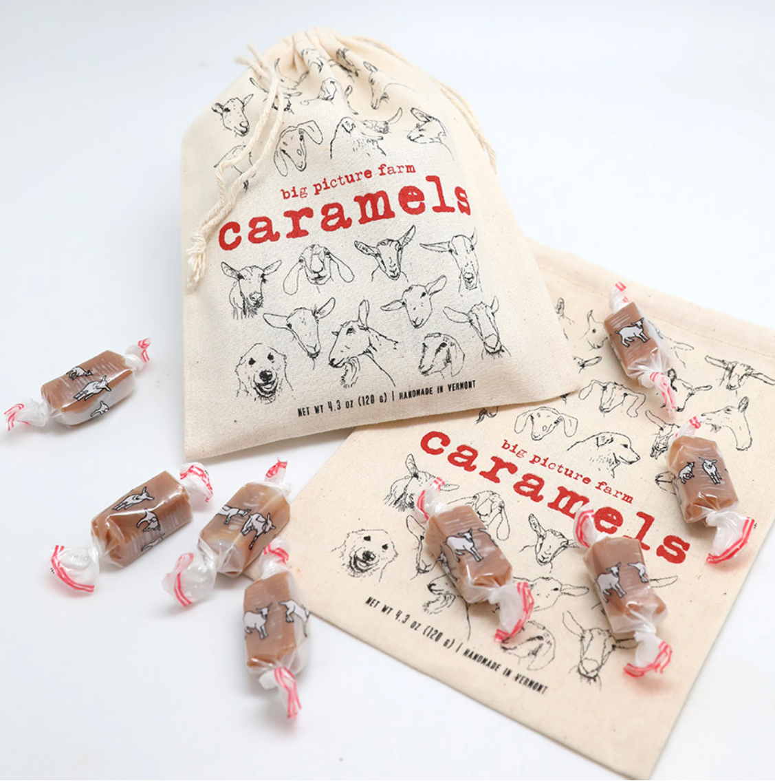 Sea Salt & Vanilla Caramels in a Super Cute Satchel from Big Picture Farm in VT