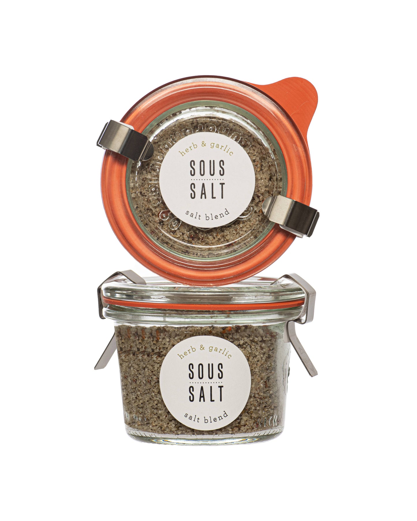 Grey Salt Herb and Garlic Glass Jar: 4oz