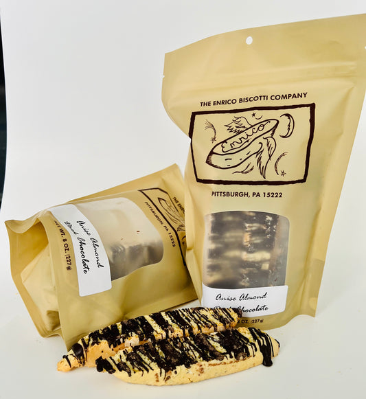 Anise Almond Biscotti with Dark Chocolate Drizzle by Pittsburgh’s Enrico Biscotti Co