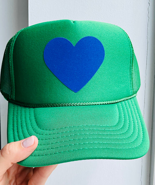Heart Hat ♥️: Royal Blue heart  / Kelly Green hat
