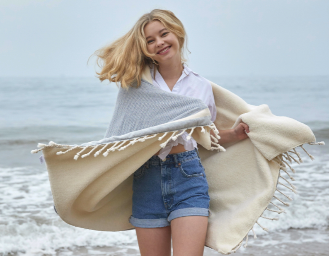 Whistler Fleece Wrap Throw Blanket: Denim