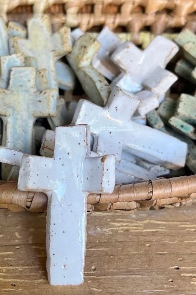 Handmade Ceramic Thumbprint Cross