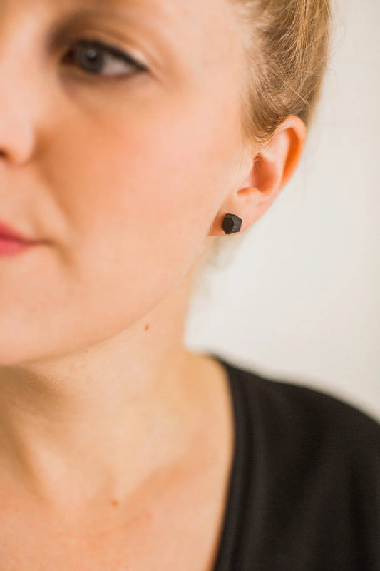 Black Faceted Stud Earrings by Jenna Vanden Brink