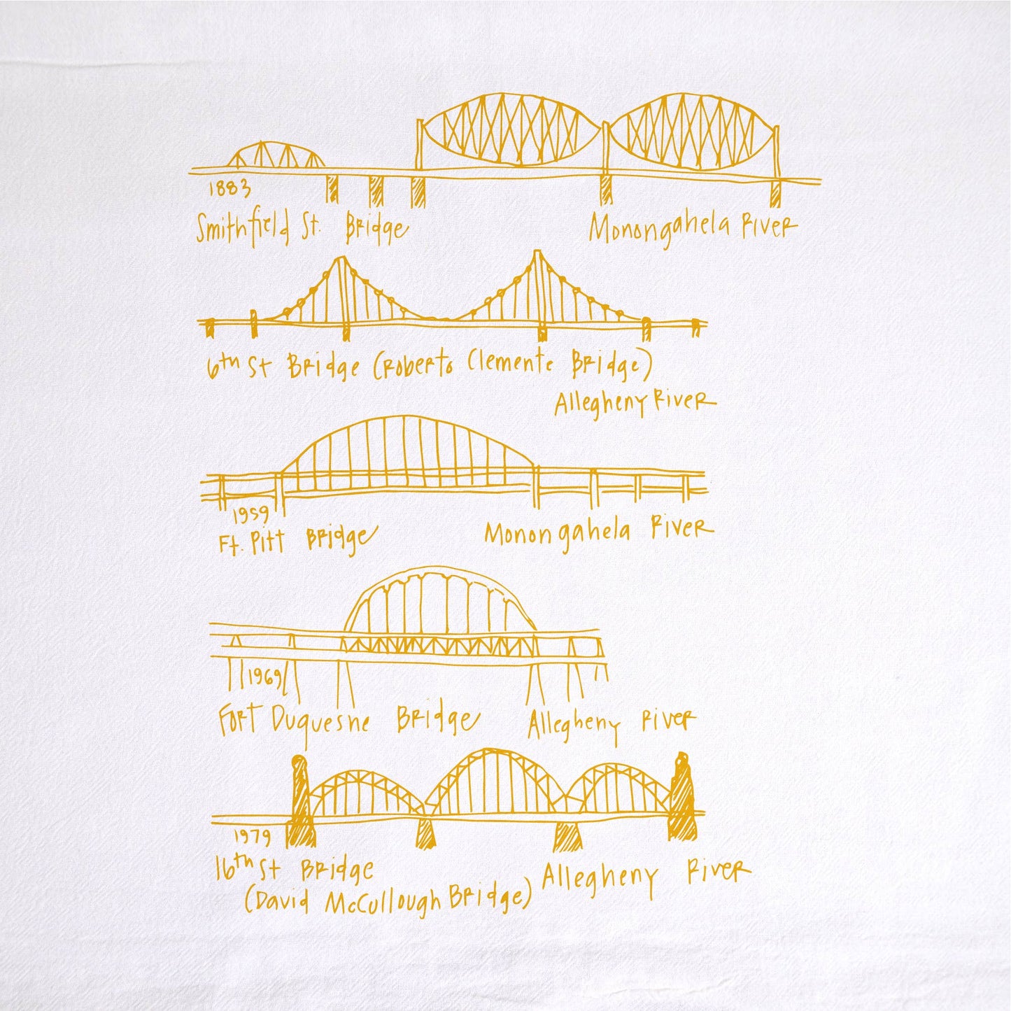 Pittsburgh Bridges Tea Towel