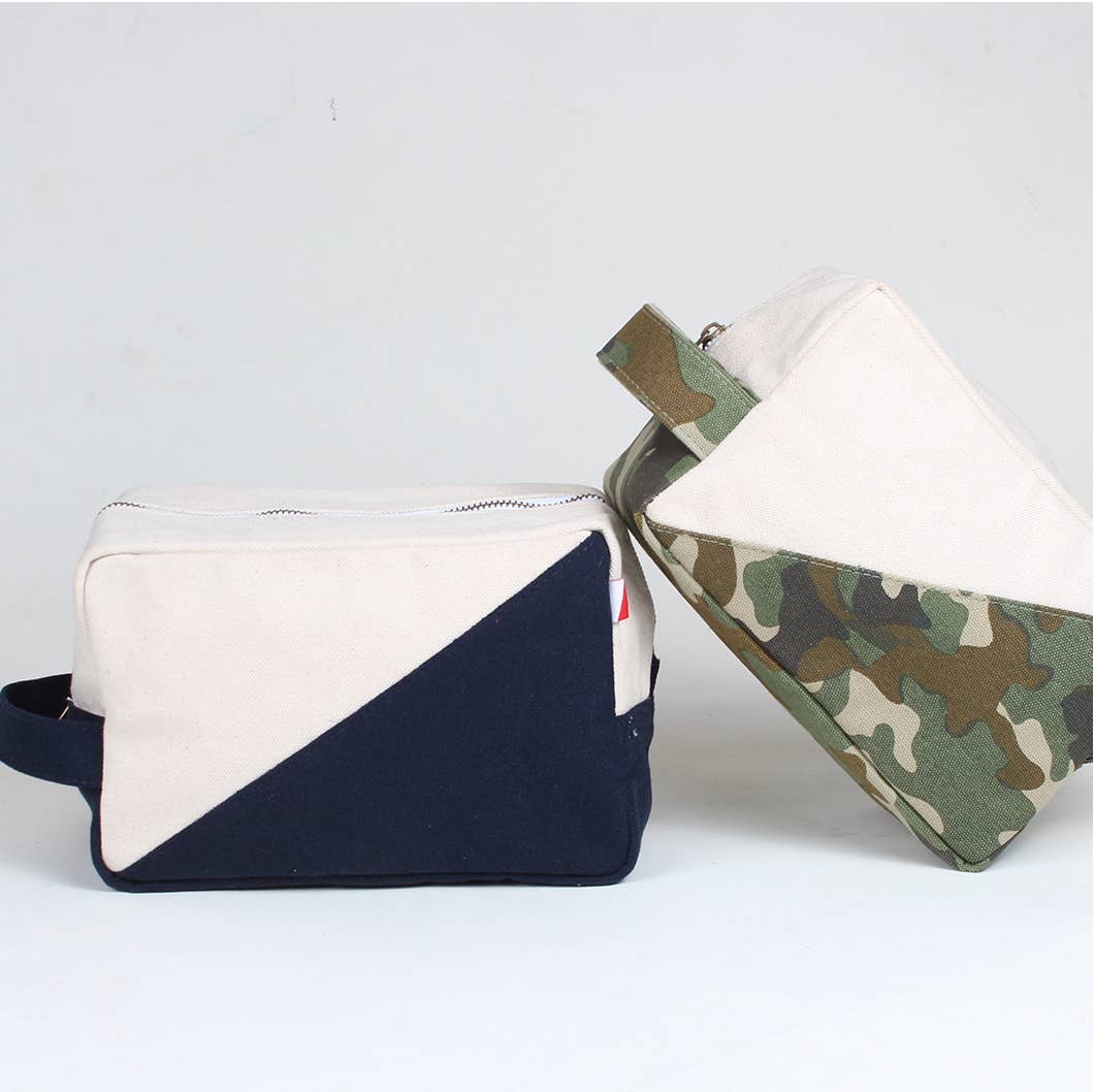Contemporary Travel Accessories Canvas Toiletry Kits: Navy