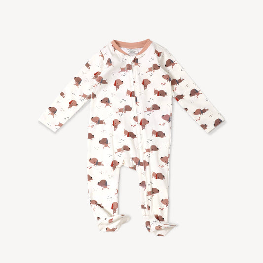 Footie Pajamas With Yoga Dogs (Organic Cotton) 6-9 months