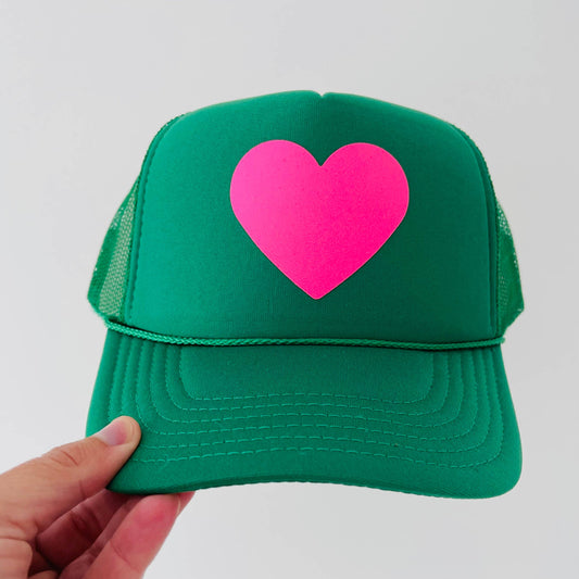 Heart Hat ♥️: Neon Pink / Kelly Green