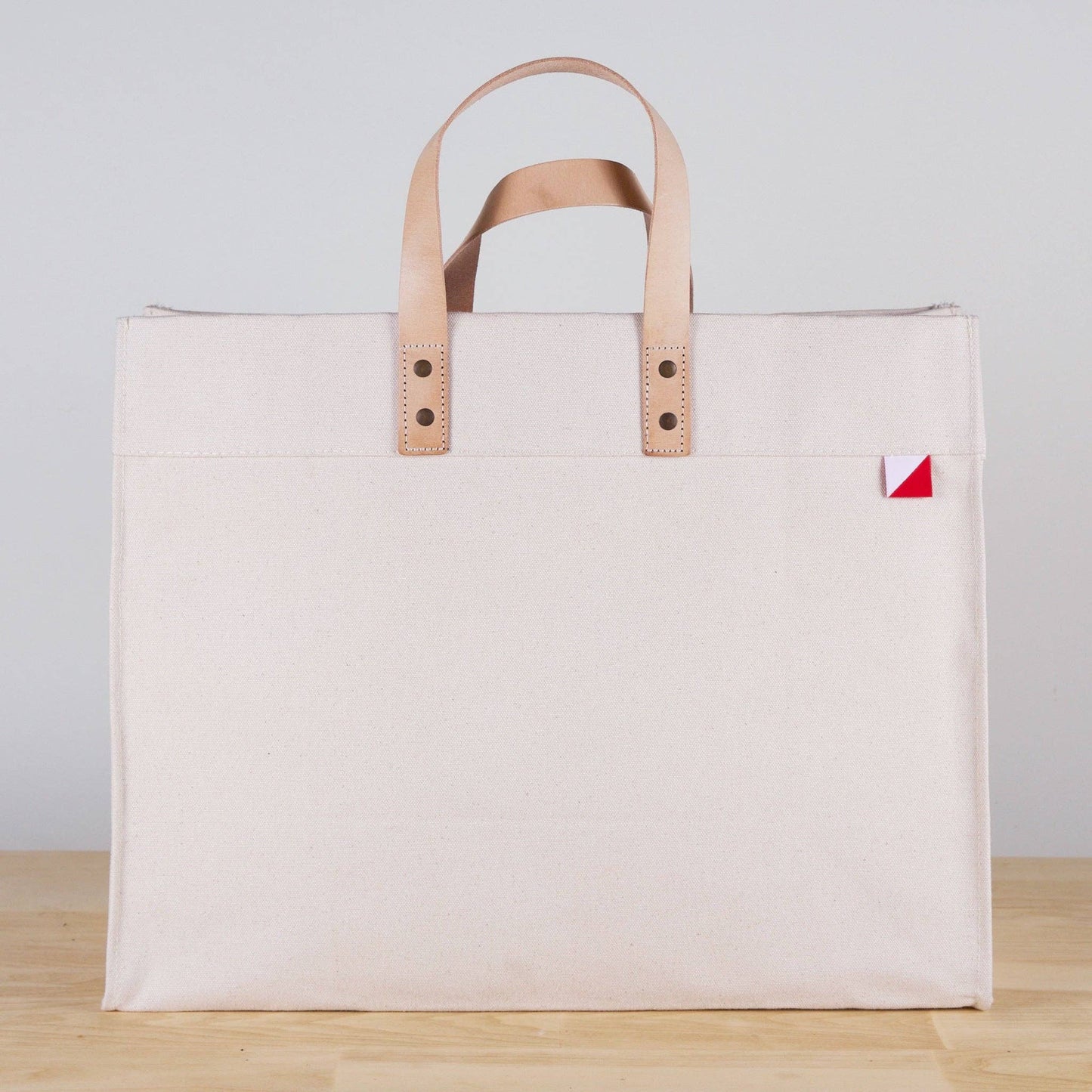 Box Tote Bag Canvas and Leather: Natural