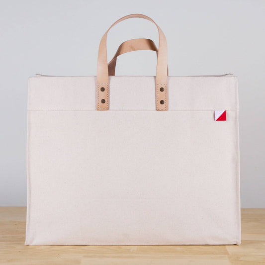Box Tote Bag Canvas and Leather: Natural