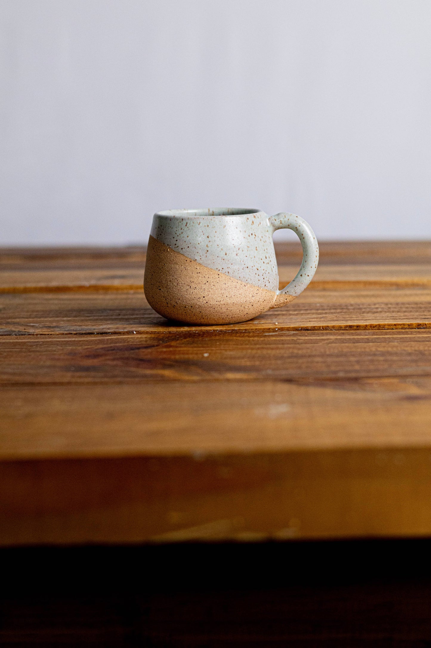 Handmade Espresso Mug/Tea Cup with handle- 4 ounces: Speckled white