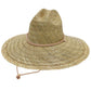 Wide Dome Brim Rush Straw Woven Lifeguard Hat: Natural
