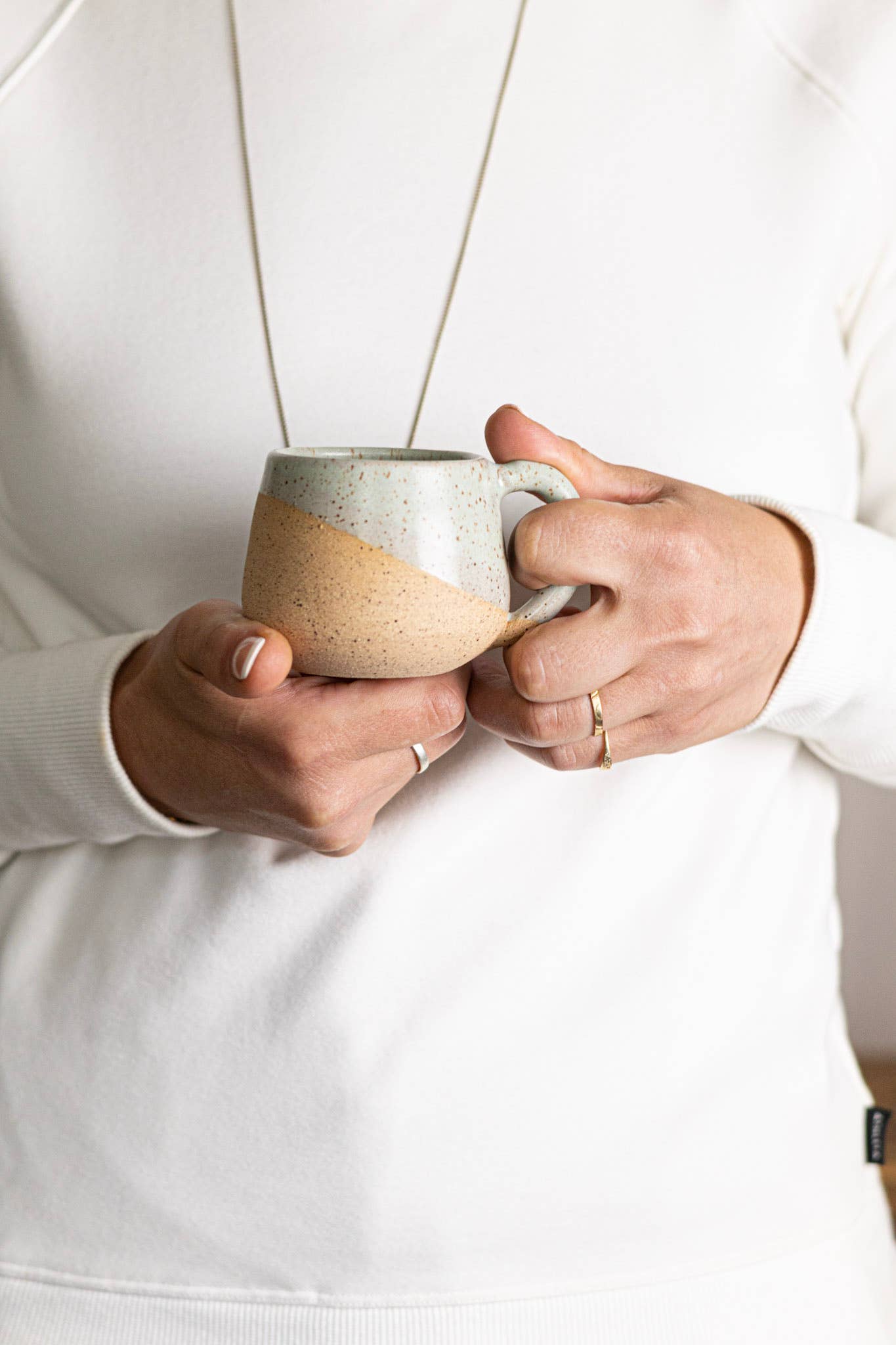 Handmade Espresso Mug/Tea Cup with handle- 4 ounces: Speckled white