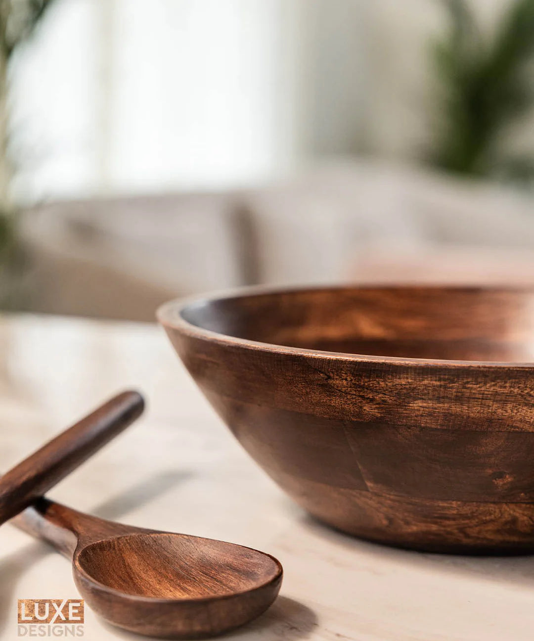 Dark Wood Salad Bowl