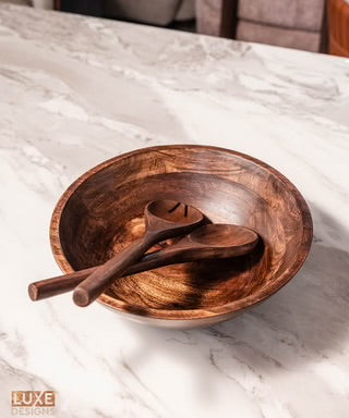 Dark Wood Salad Bowl