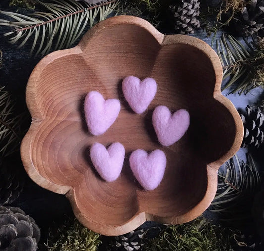 Felted wool mini heart - pink