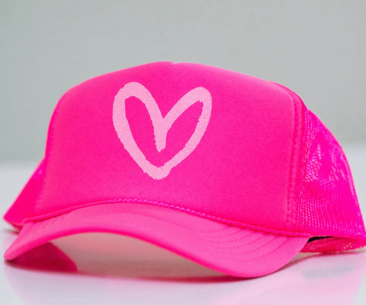 Imperfect Heart Trucker Hat Neon Pink/Pink Trucker