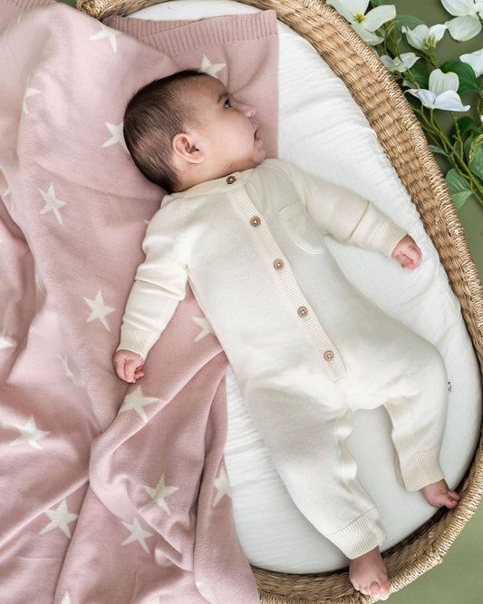Milan Knit Baby Pocket Jumpsuit (Organic Cotton): Cream / 3-6M