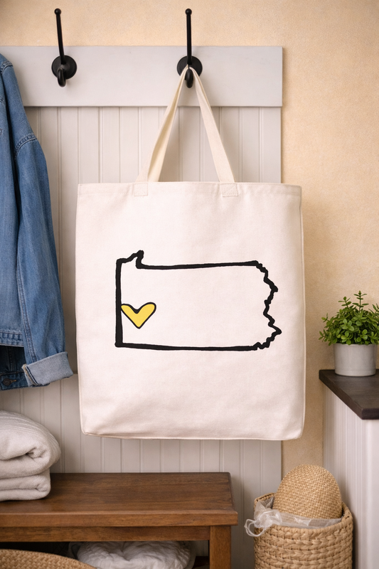 Pittsburgh PA  Tote Bag with Yellow Heart