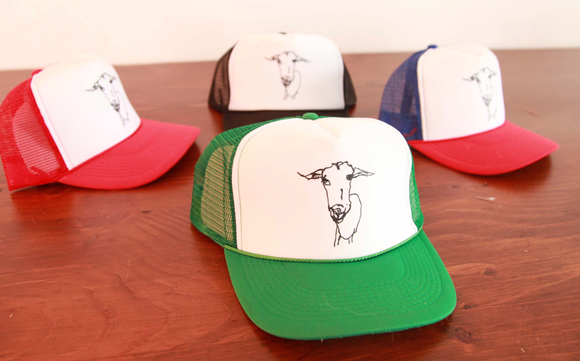 Logo Goat Trucker Hat: Red/White/Blue