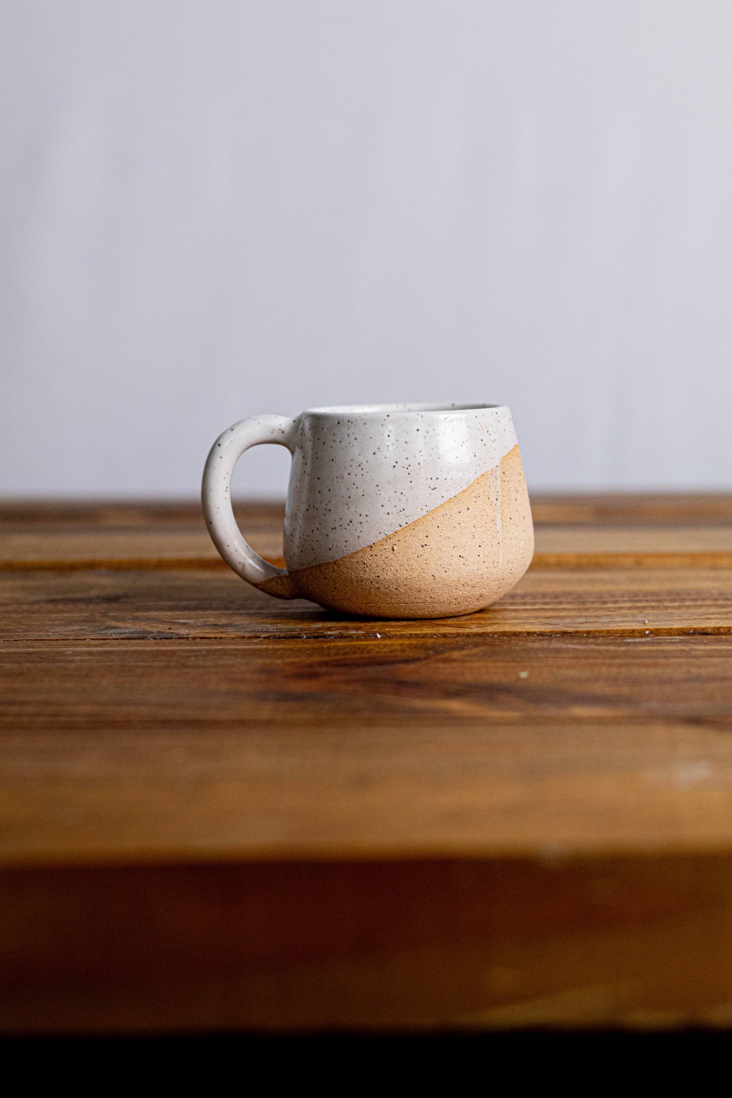 Handmade Espresso Mug/Tea Cup with handle- 4 ounces: Speckled white