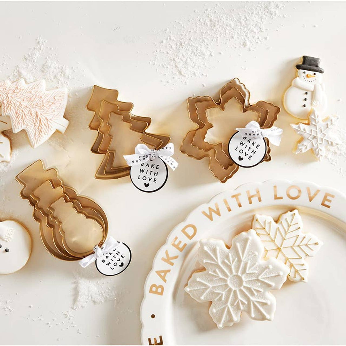 Gold Cookie Cutter Set - Snowflake - Set of 3: Hand Wash Only / Stainless Steel