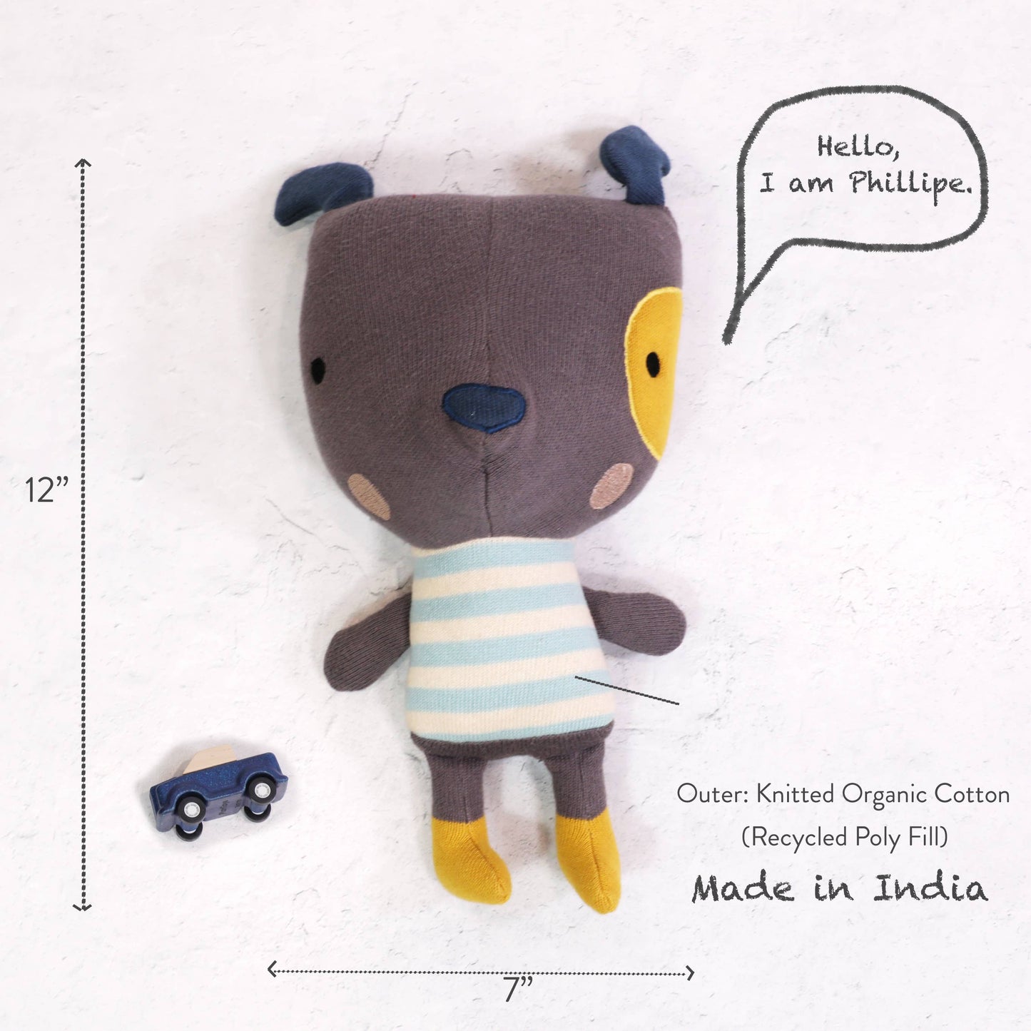 Phillipe Big Head Dog Organic Cotton Stuffed Animal Baby Kid Toy