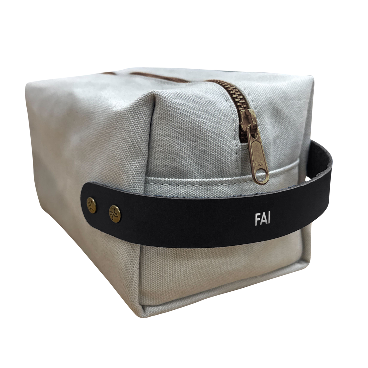 Dopp Kit | Travel Bag - USA Made Canvas & Leather : Birch / Black