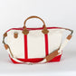 Weekender Large Canvas Travel Duffel with Leather Trim: Red