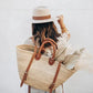 STRAW BAG Handmade leather, French Market Basket Backpack