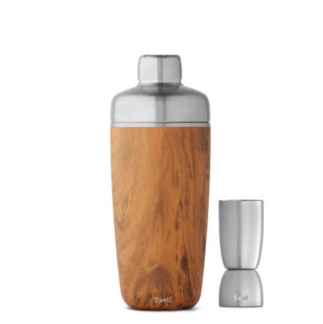 Swell Shaker Set with Jigger - Teakwood