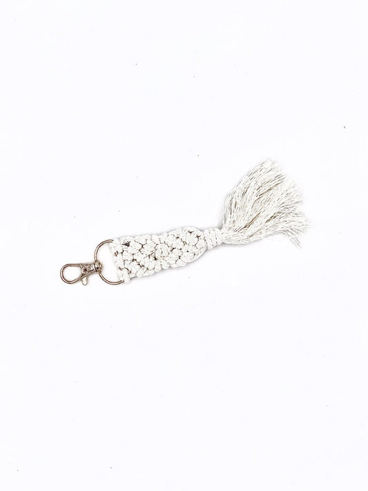 Macrame Fringe Key Chain - Ivory